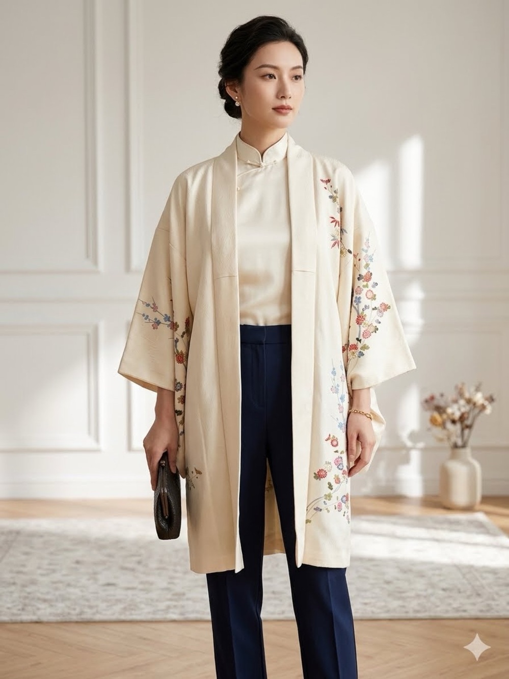 Antique Silk Cream Kimono Jacket
